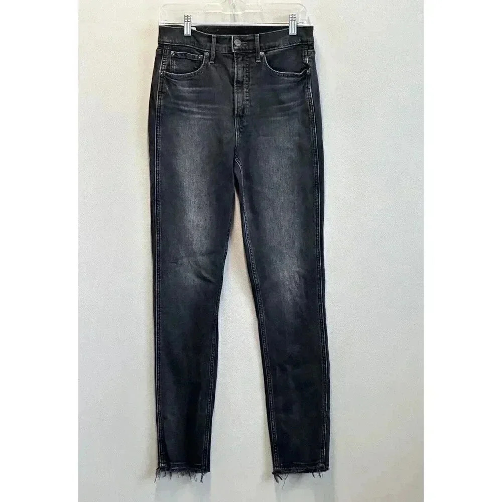 GAP Jeans Women's Sz 28/6T‎ Vintage Slim High Rise Black Skinny Raw Hem Jeans
